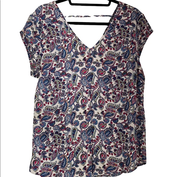 DR2 Paisley Print V-Neck Top M - Picture 5 of 7